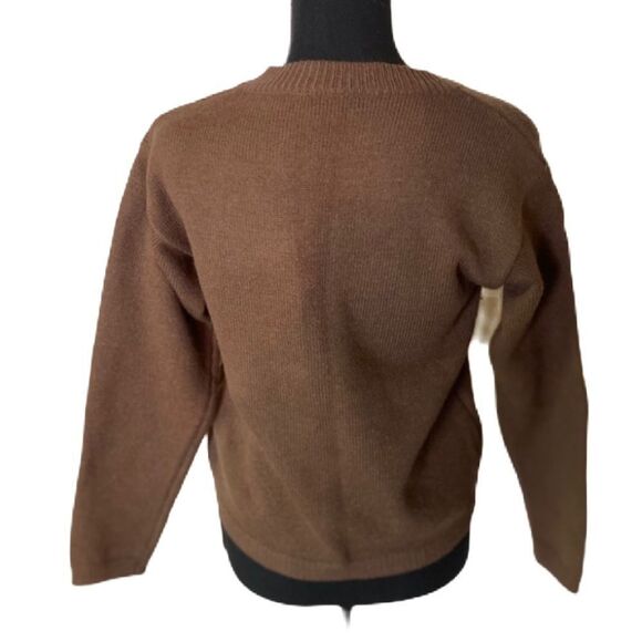 #320 BROWN Stretch Crew Neck Sweater - Picture 4 of 7